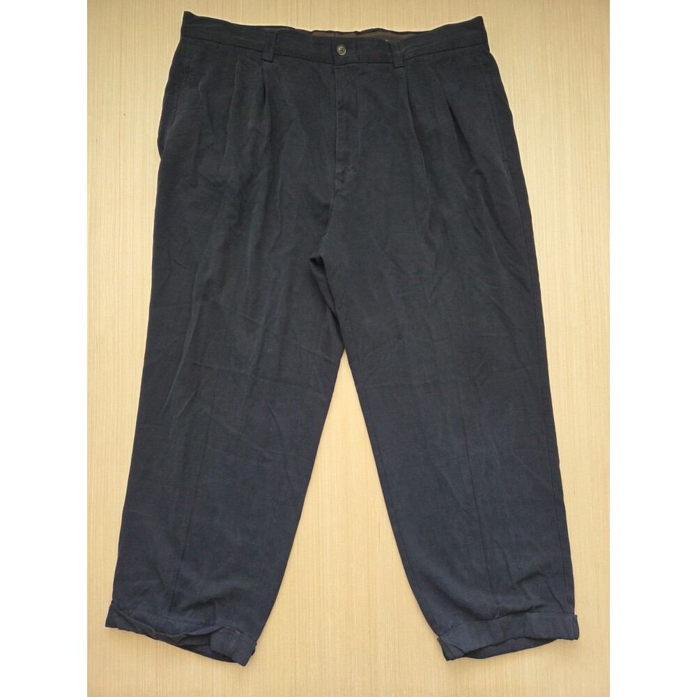 Tommy Bahama Mens 100% Silk Pleated Front Pants Black Size 34x30 (Actual 39x27)